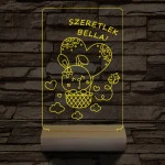 Ballonos nyuszi személyre szabott 20 cm fa talppal 7 színű 3D led lámpa