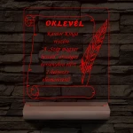 Oklevél, Versenyekre Ballagásra Diplomaosztóra  Szalagavatóra személyre szabott 20 cm fa talppal 7 színű 3D led lámpa