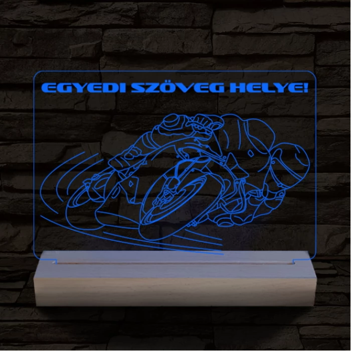 Motoros személyre szabott 20 cm fa talppal 7 színű 3D led lámpa