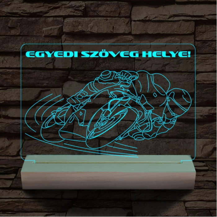 Motoros személyre szabott 20 cm fa talppal 7 színű 3D led lámpa