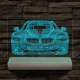 BMW autó egyedi rendszámmal személyre szabott 20 cm fa talppal 7 színű 3D led lámpa