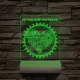 Szív fogaskerék személyre szabott 20 cm fa talppal 7 színű 3D led lámpa