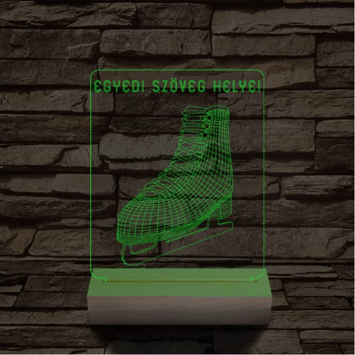 Korcsolya személyre szabott 20 cm fa talppal 7 színű 3D led lámpa