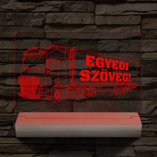 Kamion egyedi rendszámmal személyre szabott fatalppal 7 színű 3D led lámpa