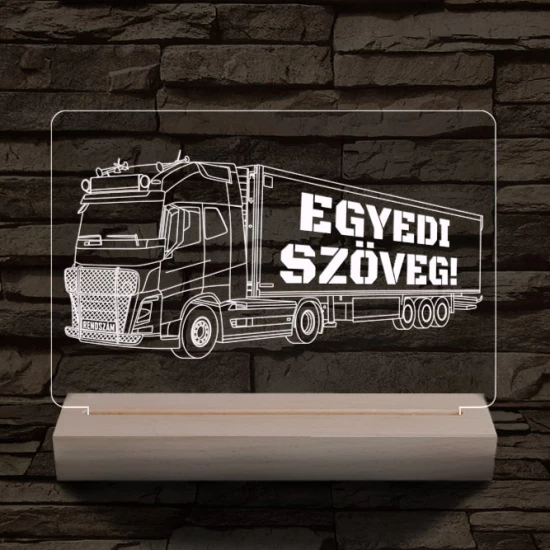 Kamion egyedi rendszámmal személyre szabott fatalppal 7 színű 3D led lámpa