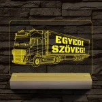 Kamion egyedi rendszámmal személyre szabott fatalppal 7 színű 3D led lámpa