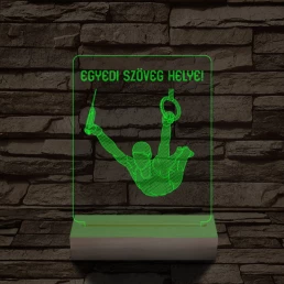 Gyűrű tornász személyre szabott 20 cm fa talppal 7 színű 3D led lámpa