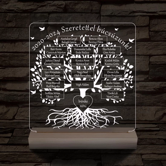 Osztályfa személyre szabott fatalppal 7 színű 3D led lámpa