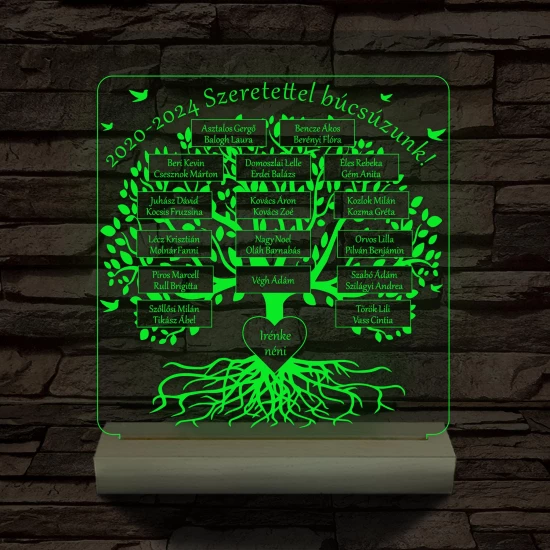 Osztályfa személyre szabott fatalppal 7 színű 3D led lámpa