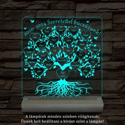 Osztályfa személyre szabott fatalppal 7 színű 3D led lámpa