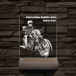 Chopper Motoros személyre szabott 20 cm fa talppal 7 színű 3D led lámpa  