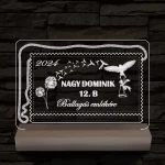 Ballagás emlékére személyre szabott 20 cm fa talppal 7 színű 3D led lámpa