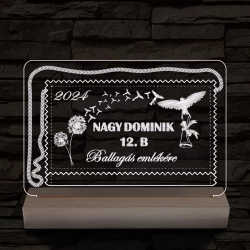 Ballagás emlékére személyre szabott 20 cm fa talppal 7 színű 3D led lámpa