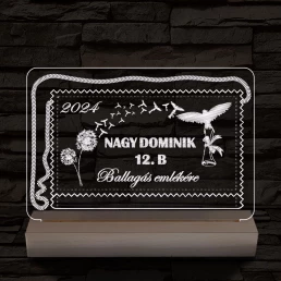 Ballagás emlékére személyre szabott 20 cm fa talppal 7 színű 3D led lámpa