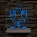 Pezsgő Esküvő személyre szabott fatalppal 7 színű 3D led lámpa