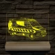 Mentőautó fa talppal 7 színű 3D led lámpa
