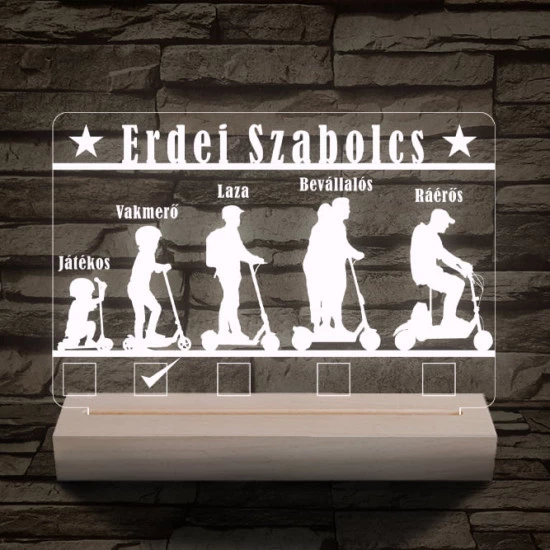 Roller személyre szabott 20 cm fa talppal 7 színű 3D led lámpa