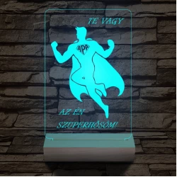 Apa a szuperhős személyre szabott 20 cm fa talppal 7 színű 3D led lámpa