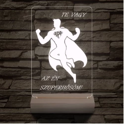 Apa a szuperhős személyre szabott 20 cm fa talppal 7 színű 3D led lámpa