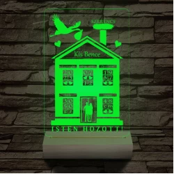 Babaköszöntő személyre szabott 20 cm fa talppal 7 színű 3D led lámpa