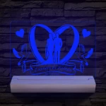 Esküvő személyre szabott fatalppal 7 színű 3D led lámpa