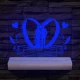 Esküvő személyre szabott fatalppal 7 színű 3D led lámpa