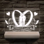 Esküvő személyre szabott fatalppal 7 színű 3D led lámpa