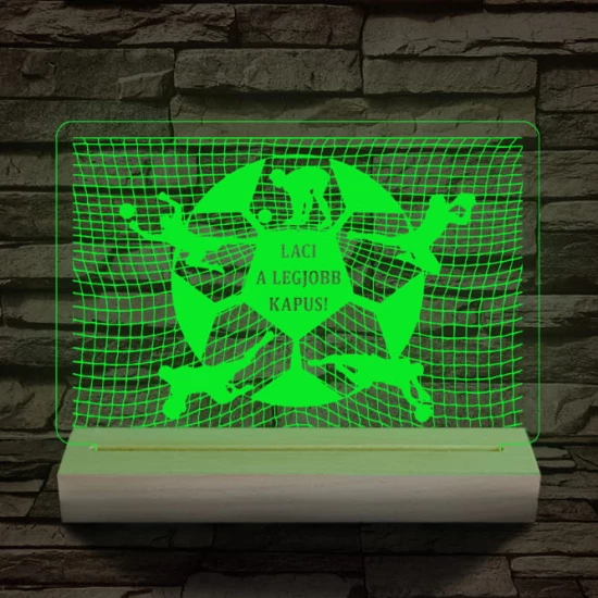 A legjobb kapus személyre szabott 20 cm fa talppal 7 színű 3D led lámpa