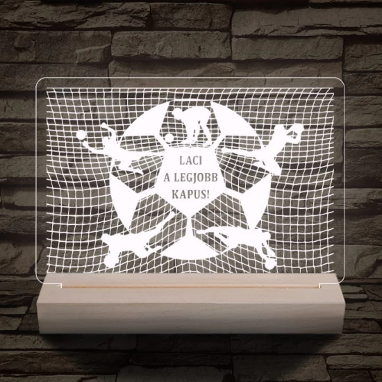 A legjobb kapus személyre szabott 20 cm fa talppal 7 színű 3D led lámpa