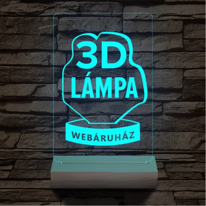 Céges logó gravírozása fatalppal 7 színű 3D led lámpa