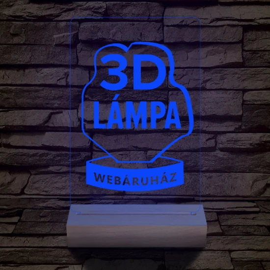 Egyedi logó gravírozása fatalppal 7 színű 3D led lámpa