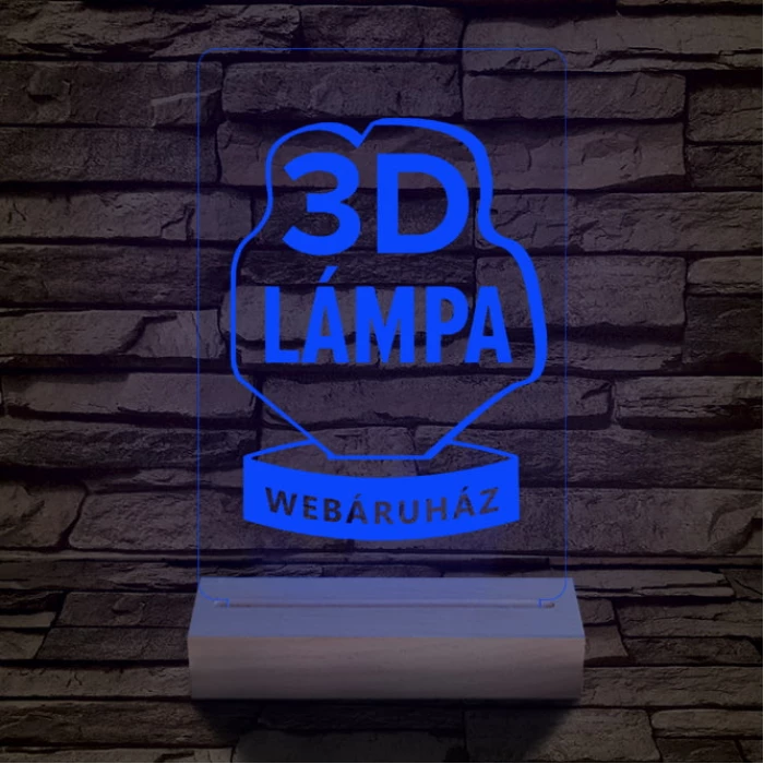 Céges logó gravírozása fatalppal 7 színű 3D led lámpa