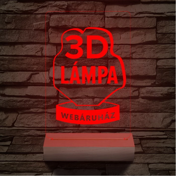 Céges logó gravírozása fatalppal 7 színű 3D led lámpa