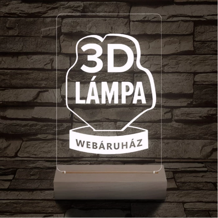 Céges logó gravírozása fatalppal 7 színű 3D led lámpa