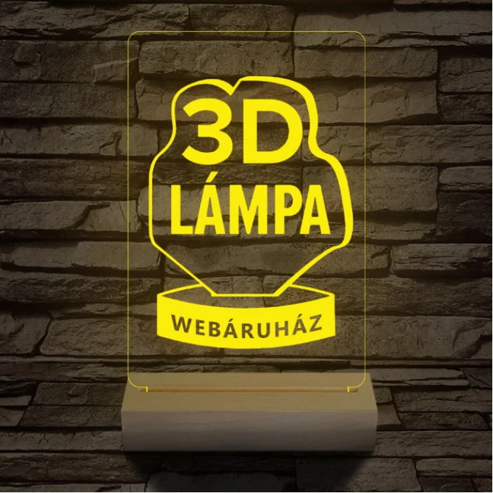 Céges logó gravírozása fatalppal 7 színű 3D led lámpa