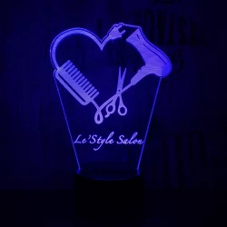 Fodrász szív 7 színű 3D led lámpa