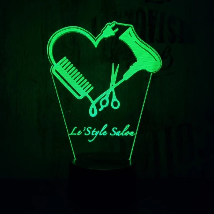 Fodrász szív 7 színű 3D led lámpa
