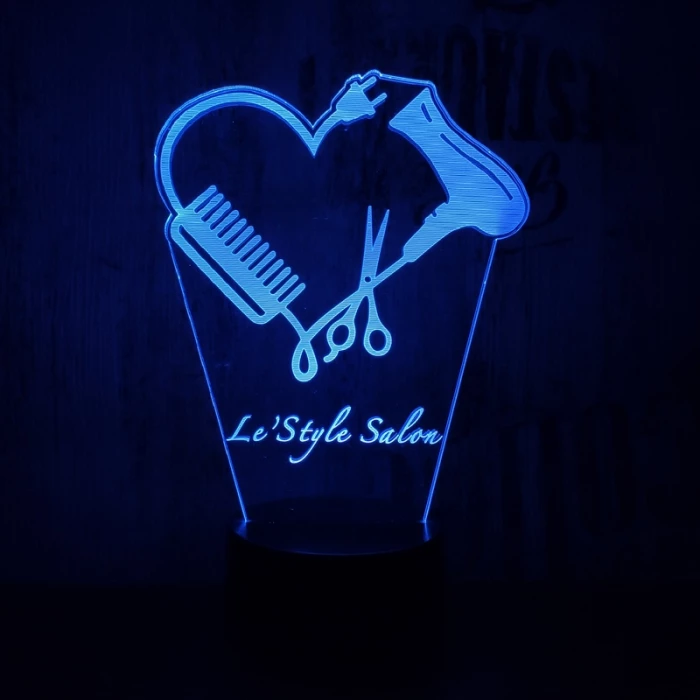 Fodrász szív 7 színű 3D led lámpa