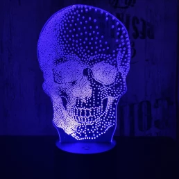 Koponya 2   7 színű 3D led lámpa