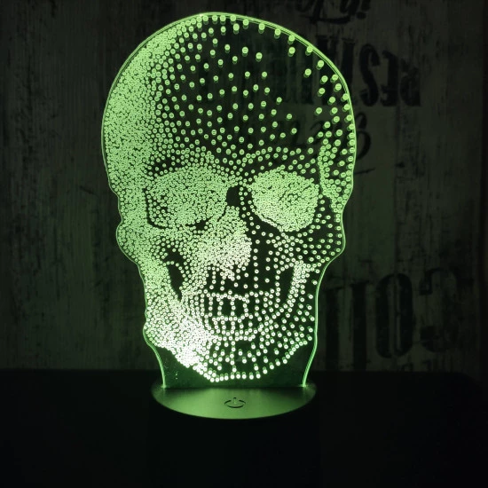 Koponya 2   7 színű 3D led lámpa