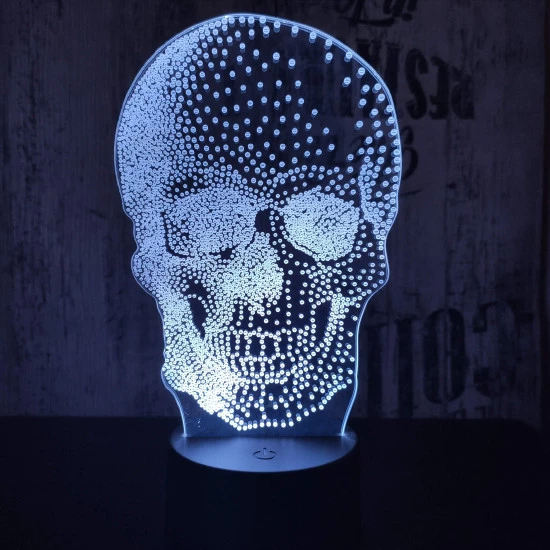 Koponya 2   7 színű 3D led lámpa