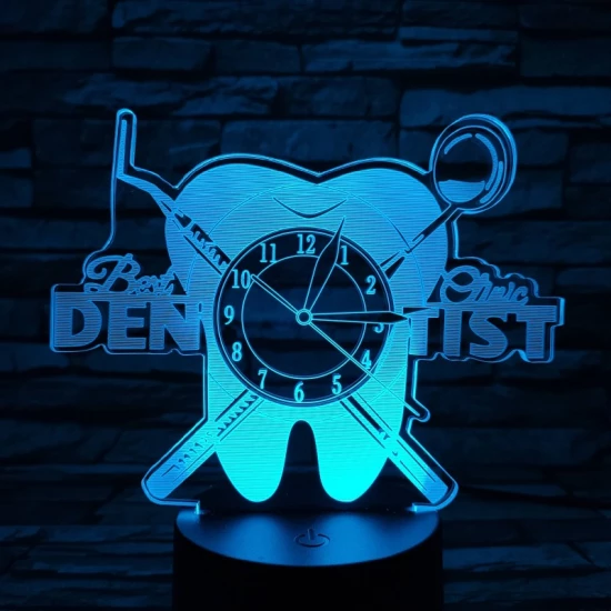 Fogorvos óra 7 színű 3D led lámpa