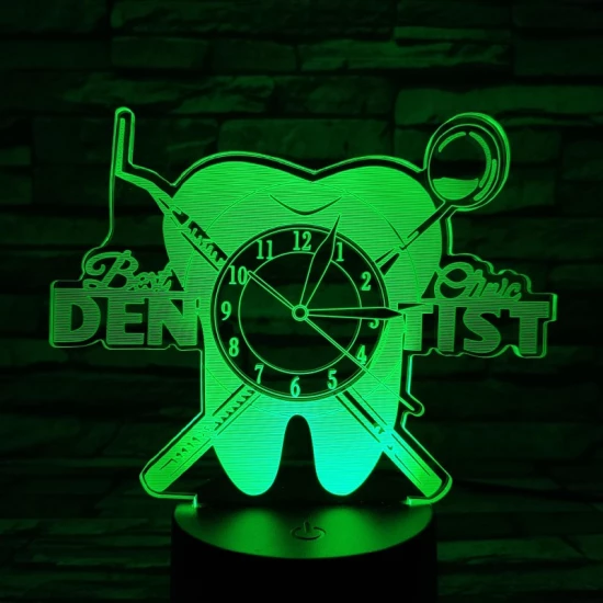 Fogorvos óra 7 színű 3D led lámpa