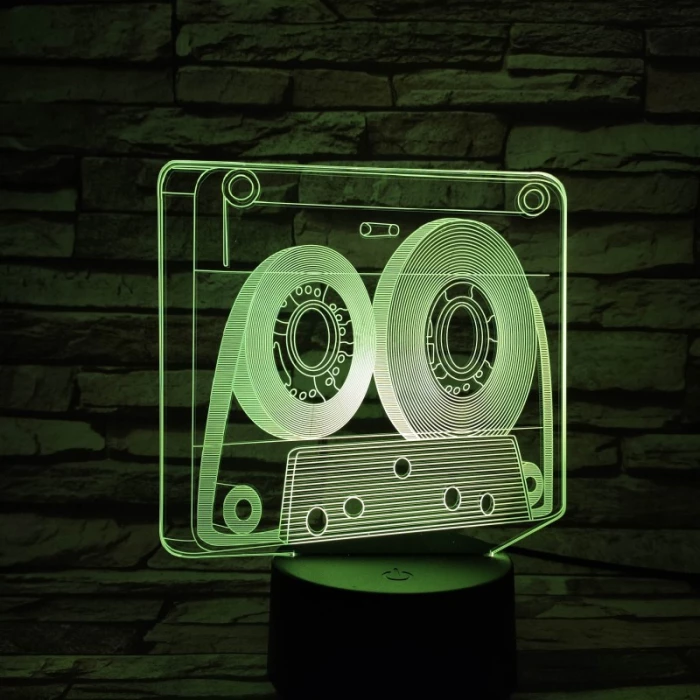 Retro szalagos kazetta 7 színű 3D led lámpa
