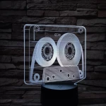 Retro szalagos kazetta 7 színű 3D led lámpa