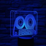 Retro szalagos kazetta 7 színű 3D led lámpa