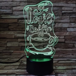 Kávé szerelem 7 színű 3D led lámpa
