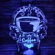 Kávé illat 7 színű 3D led lámpa