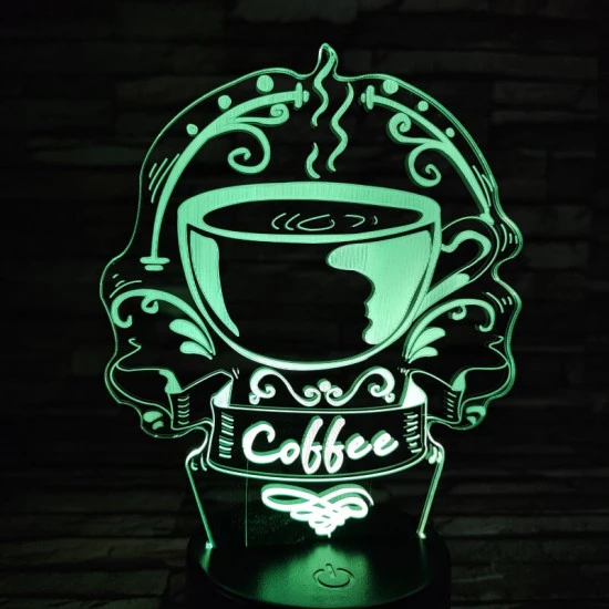 Kávé illat 7 színű 3D led lámpa