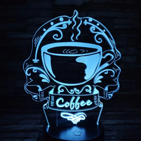 Kávé illat 7 színű 3D led lámpa